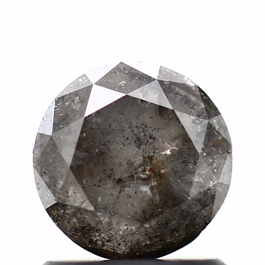 0.89 Carat Salt and Pepper Diamond Round Gray Brilliant Cut Natural Loose Diamond